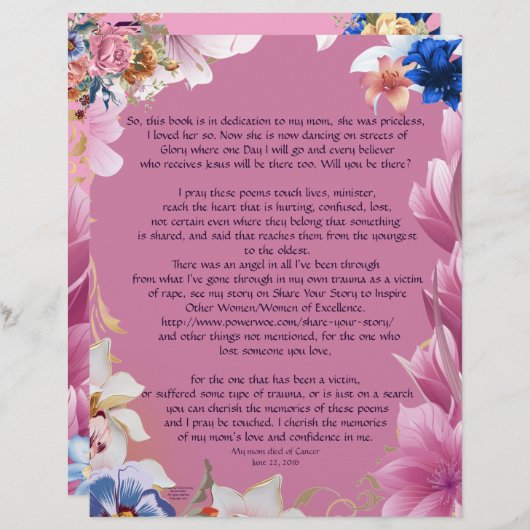 Mijn moeders gepersonaliseerd papier (Voorkant / Achterkant)