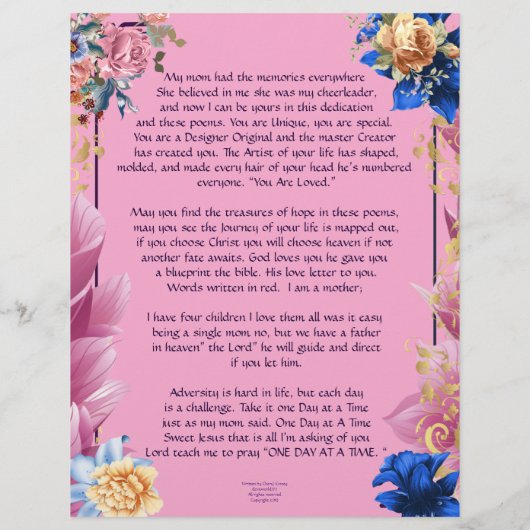 Mijn moeders gepersonaliseerd papier (Achterkant)