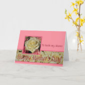 Mijn Moms Happy Moederdag roos kaart (Gele Bloem)