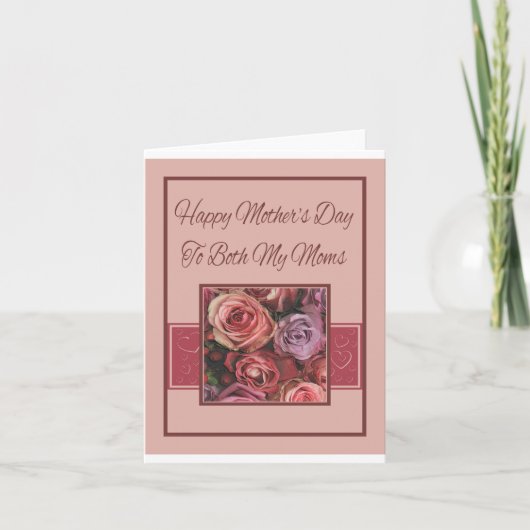 Mijn Moms Happy Moederdag roos kaart (Voorkant)