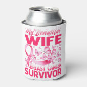 Mijn mooie vrouw borstkanker overlevende vlinder blikjeskoeler (Blikje Voorkant)