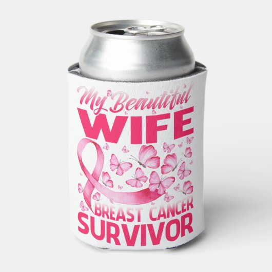 Mijn mooie vrouw borstkanker overlevende vlinder blikjeskoeler (Blikje Voorkant)