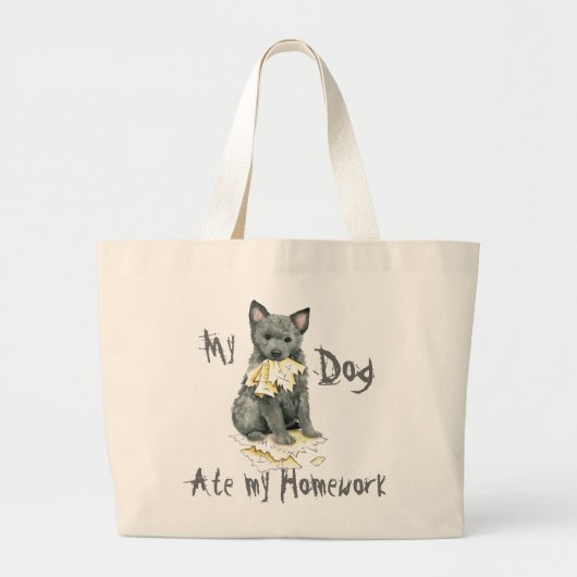 Mijn Mudi Ate Mijn thuiswerk Grote Canvas tas (Voorkant)