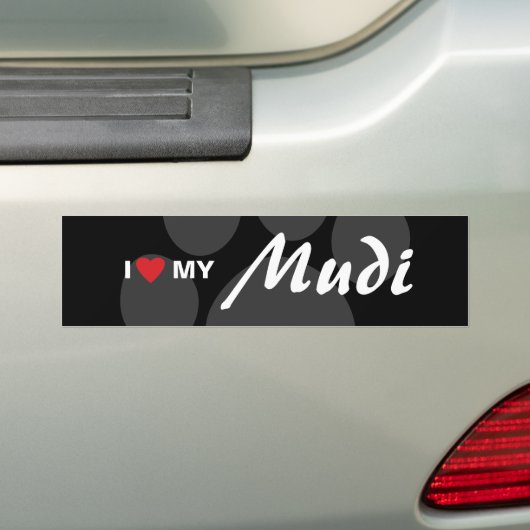 Mijn mudi bumpersticker (Op auto)