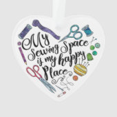 Mijn naairuimte is mijn Happy Place Ornament (achterkant)