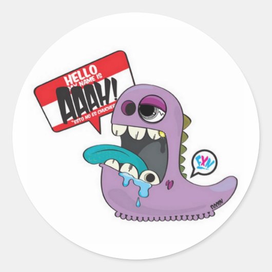 Mijn naam is Aaah! Ronde Sticker (Voorkant)