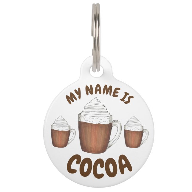 Mijn naam is cacao de Dog Coco Hot Chocolate Winte Huisdierpenning (Voorkant)