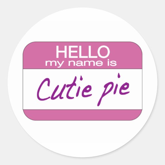 Mijn naam is Cutie Pie Ronde Sticker (Voorkant)