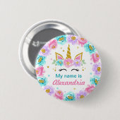 Mijn naam is - Gepersonaliseerde eenhoorn verjaard Ronde Button 5,7 Cm (Voorkant /achterkant)