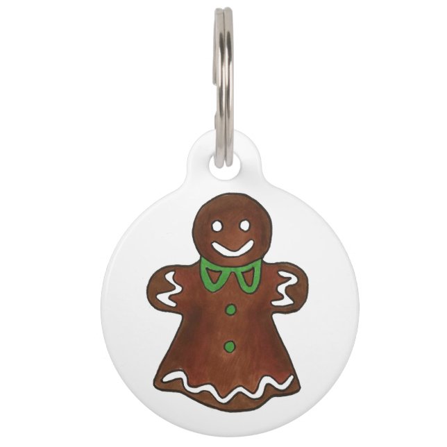 Mijn naam is GINGER Gingerbrood Lady Woman Kerstmi Huisdierpenning (Voorkant)