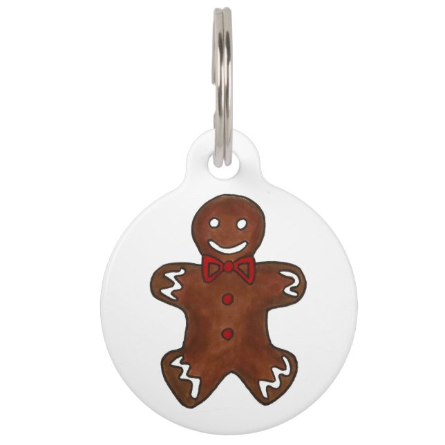 Mijn naam is GINGER Gingerbrood Man Kerstkoekje Huisdierpenning (Voorkant)