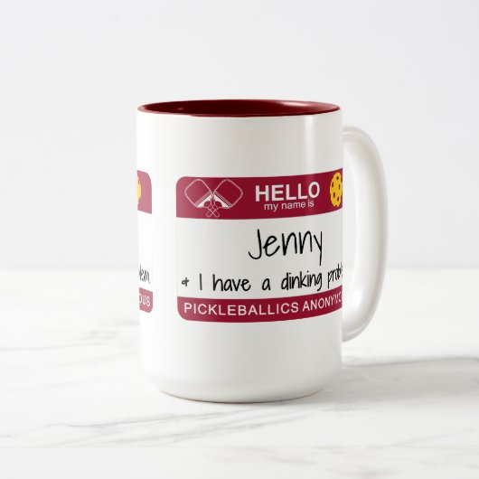 Mijn naam is | Ik heb een drankprobleem | Pickleba Tweekleurige Koffiemok (Voorkant rechts)