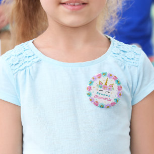 Mijn naam is knop Unicorn Verjaardagsfeestje Ronde Button 5,7 Cm