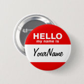Mijn naam is leeg Aangepaste naamplaatje Rood Ronde Button 5,7 Cm (Voorkant /achterkant)