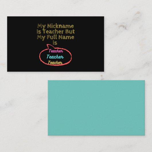 Mijn naam is leraar, maar mijn volledige naam is l visitekaartje (Voorkant / Achterkant)