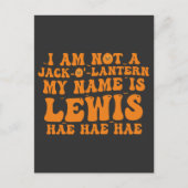 Mijn naam is Lewis jack of lantaarn pompoen Hallow Uitnodiging Briefkaart (Voorkant)