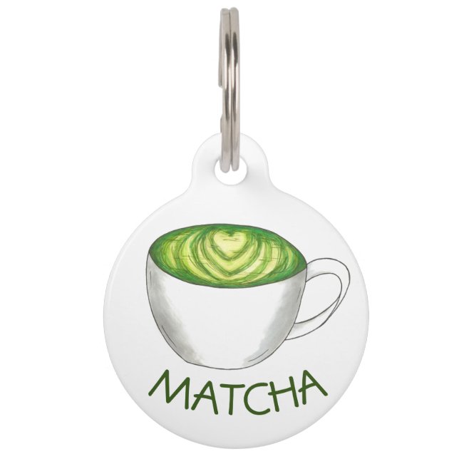 Mijn naam is Matcha Green Tea Latte Huisdierpenning (Voorkant)