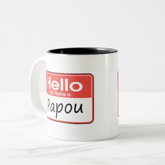 Mijn naam is Papou Tweekleurige Koffiemok (Voorkant links)