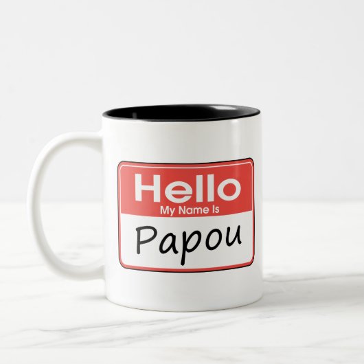 Mijn naam is Papou Tweekleurige Koffiemok (Links)