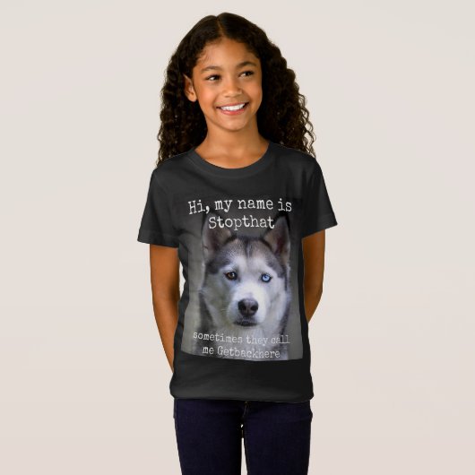 Mijn naam is stoppen dat grappige Hyper Siberian H T-shirt (Voorkant volledig)