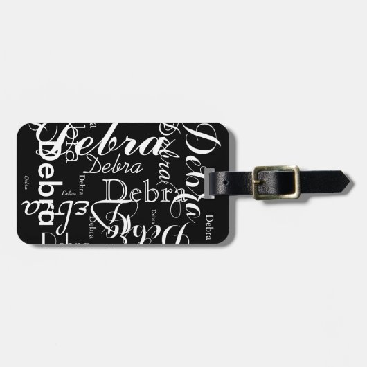 Mijn naam is zwart-wit typografie bagagelabel (Voorkant horizontaal)