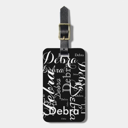 Mijn naam is zwart-wit typografie bagagelabel (Voorkant verticaal)