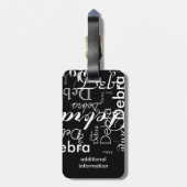 Mijn naam is zwart-wit typografie bagagelabel (Achterkant verticaal)