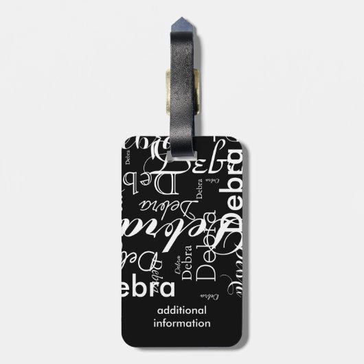 Mijn naam is zwart-wit typografie bagagelabel (Achterkant verticaal)