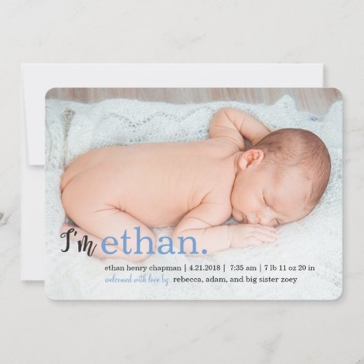 MIJN NAAM Modern Birth Announements Aankondiging (Voorkant)