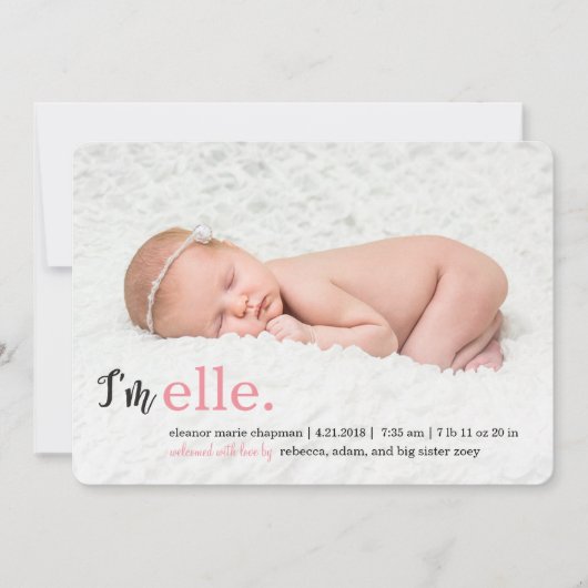 MIJN NAAM Modern Birth Announements Aankondiging (Voorkant)