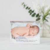 MIJN NAAM Moderne Geboorteaankondiging Aankondigingskaart (Staand voorkant)