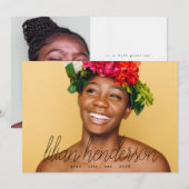 Mijn naam Zwart script Afstuderen twee foto's Aankondiging (Voorkant / Achterkant)