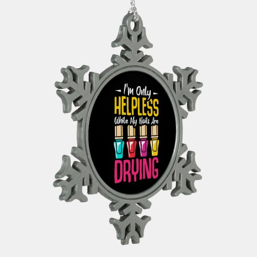 Mijn nagels drogen tin sneeuwvlok ornament (Links)