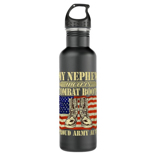 Mijn neef draagt gevechtsschoenen Trots leger tant Waterfles (Voorkant)