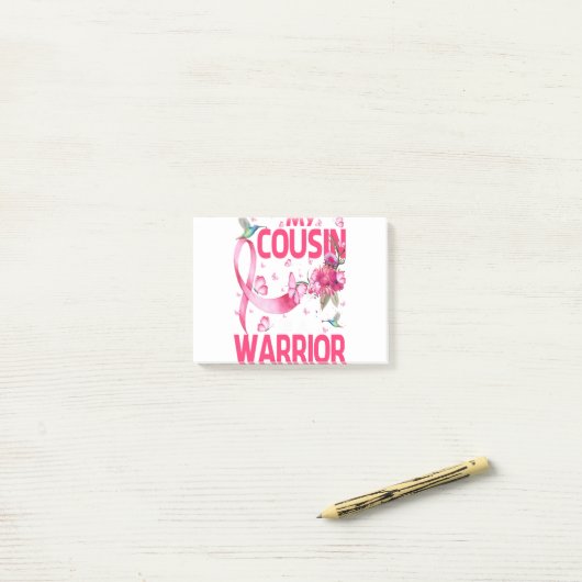 Mijn neef is een waanzinnige borstkankerwaarschuwi post-it® notes (Op bureau)