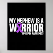 Mijn neefje is een Warrior Paarse Ribbon Epilepsie Poster (Voorkant)