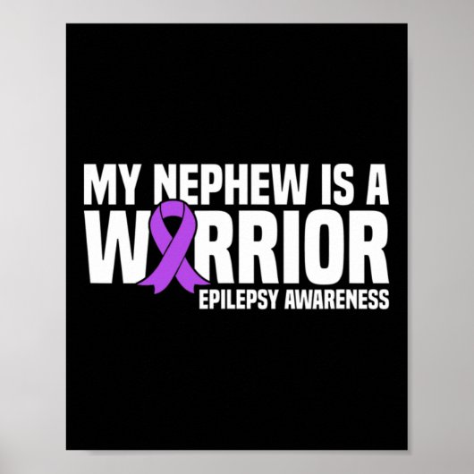 Mijn neefje is een Warrior Paarse Ribbon Epilepsie Poster (Voorkant)