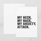 Mijn nek mijn rug mijn angstaanval Funny Angst Bedankkaart (Voorkant / Achterkant)
