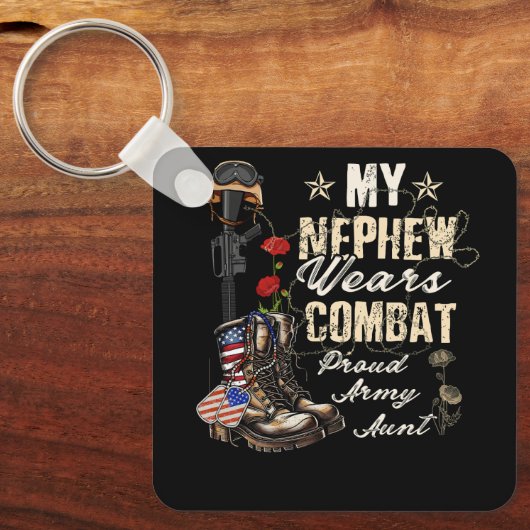 Mijn Nephew draagt een gevechtsboot van het rode l Sleutelhanger (Voorkant)