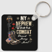 Mijn Nephew draagt een gevechtsboot van het rode l Sleutelhanger (Achterkant)