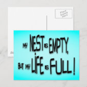Mijn nest is leeg, maar mijn leven is vol! briefkaart (Voorkant / Achterkant)