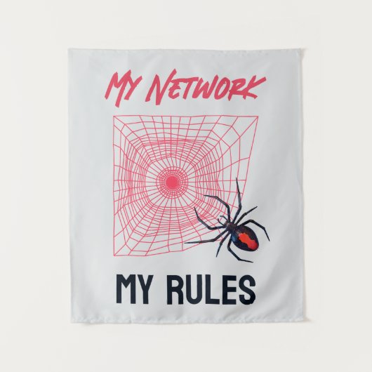 Mijn netwerk, mijn regels, grappige IT Wandkleed (Voorkant)
