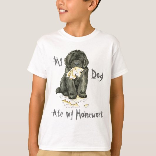 Mijn Newfoundland Ate Mijn thuiswerk T-shirt (Voorkant)