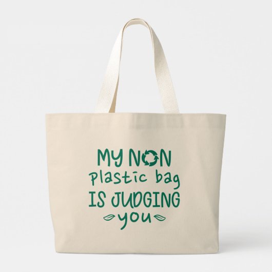 Mijn niet-plastic tas is je aan het beoordelen. (Achterkant)