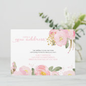 Mijn nieuwe adres Floral Pink Gold Moving Aankondiging (Staand voorkant)