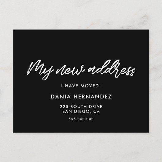 Mijn nieuwe adres Modern bewegende aankondiging zw Briefkaart (Voorkant)