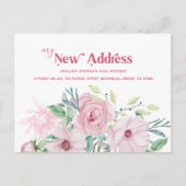 Mijn nieuwe adres Pioen Bloemen Bewegende aankondi Aankondigingskaart (Voorkant)