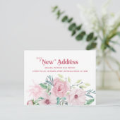 Mijn nieuwe adres Pioen Bloemen Bewegende aankondi Aankondigingskaart (Staand voorkant)