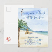 Mijn nieuwe adres verhuisde Beach Ocean Zee Aankondigingskaart (Voorkant / Achterkant)