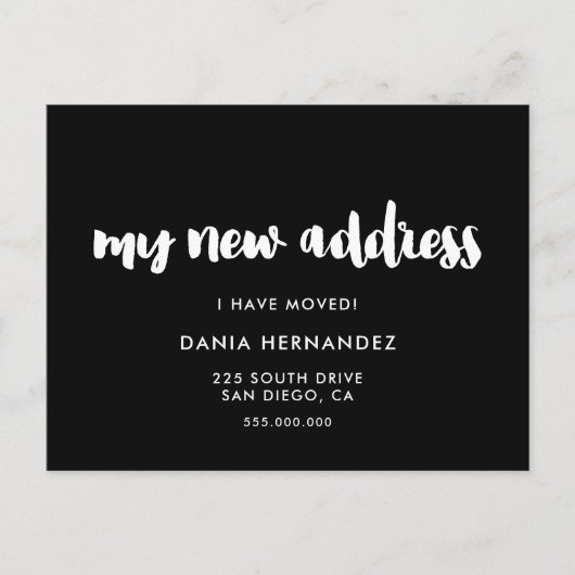 Mijn nieuwe adres Verplaatsende aankondiging zwart Briefkaart (Voorkant)